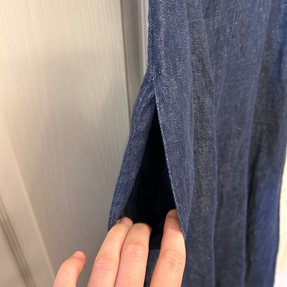 Ann Mashburn Flutter Sleeve Maxi Dress in Dark Chambray Linen, Size XS - Picture 6 of 15